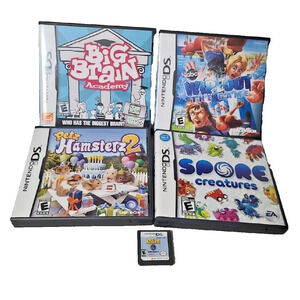 Lot 5 Nintendo DS Kids Games Spore Wipeout Petz Hamsterz 2 Big Brain Academy